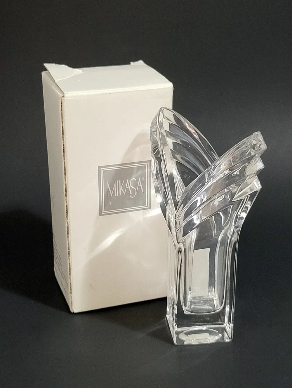 Mikasa Art Deco Bud Vase Full Lead Clear Crystal Germany 6.25